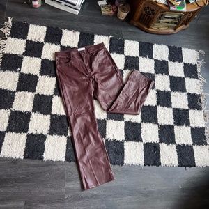 Vegan Burgundy Leather Trousers
